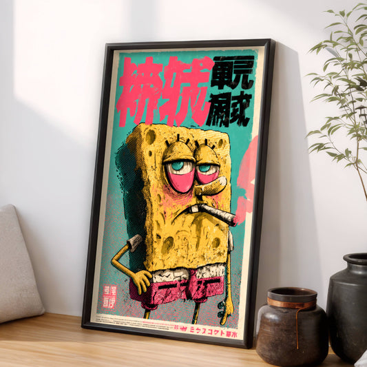 Gritty Halftone SpongeBob Poster