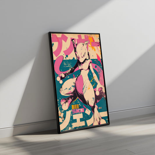 Mewtwo Grunge Vintage Poster