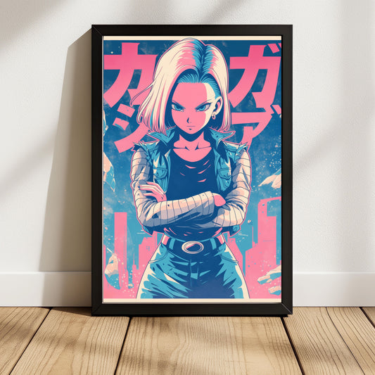 Android 18 Vintage Pink Poster