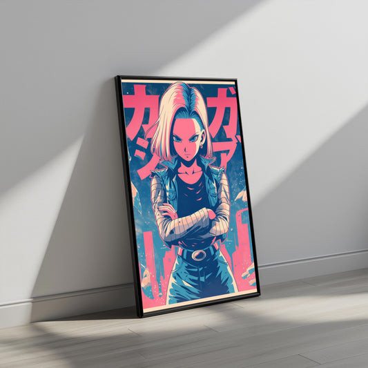 Android 18 Vintage Pink Poster
