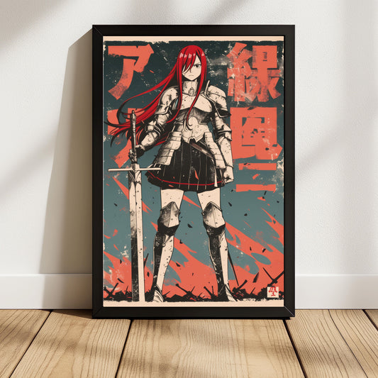 Erza Scarlet Fairy Tail Poster  Armor Anime Warrior Art