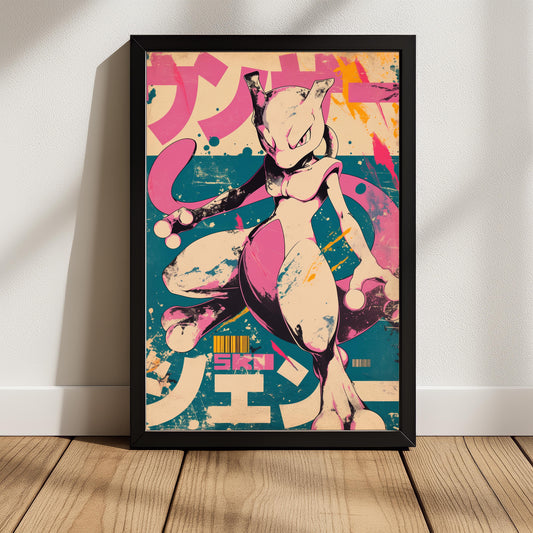 Mewtwo Grunge Vintage Poster