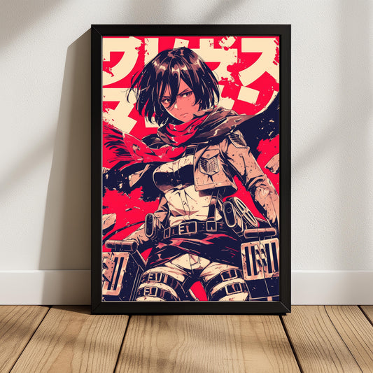 Mikasa Red Hue Grunge Poster